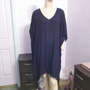 MONOPRIX Robe de plage BEACH Dress PLUS Size 3X 4X 5X Kimono GAUZE Light POMS